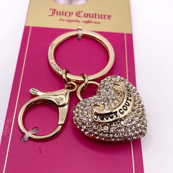 Juicy Couture Puffy Hearts with Rhinestones Bag-key Chain Charm New in Package - Picture 2 of 4